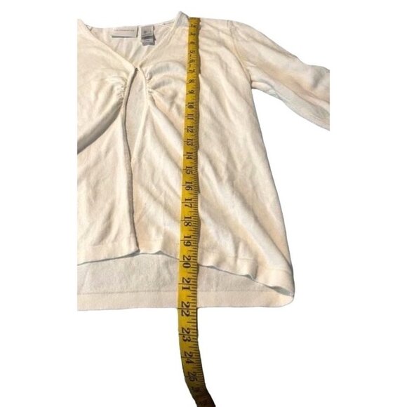 Liz Claiborne White Long Sleeve Cardigan Sweater Hook Eye Closure Sz L - Picture 8 of 8